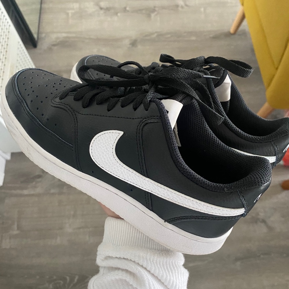 NIKE black + white trainers OWO